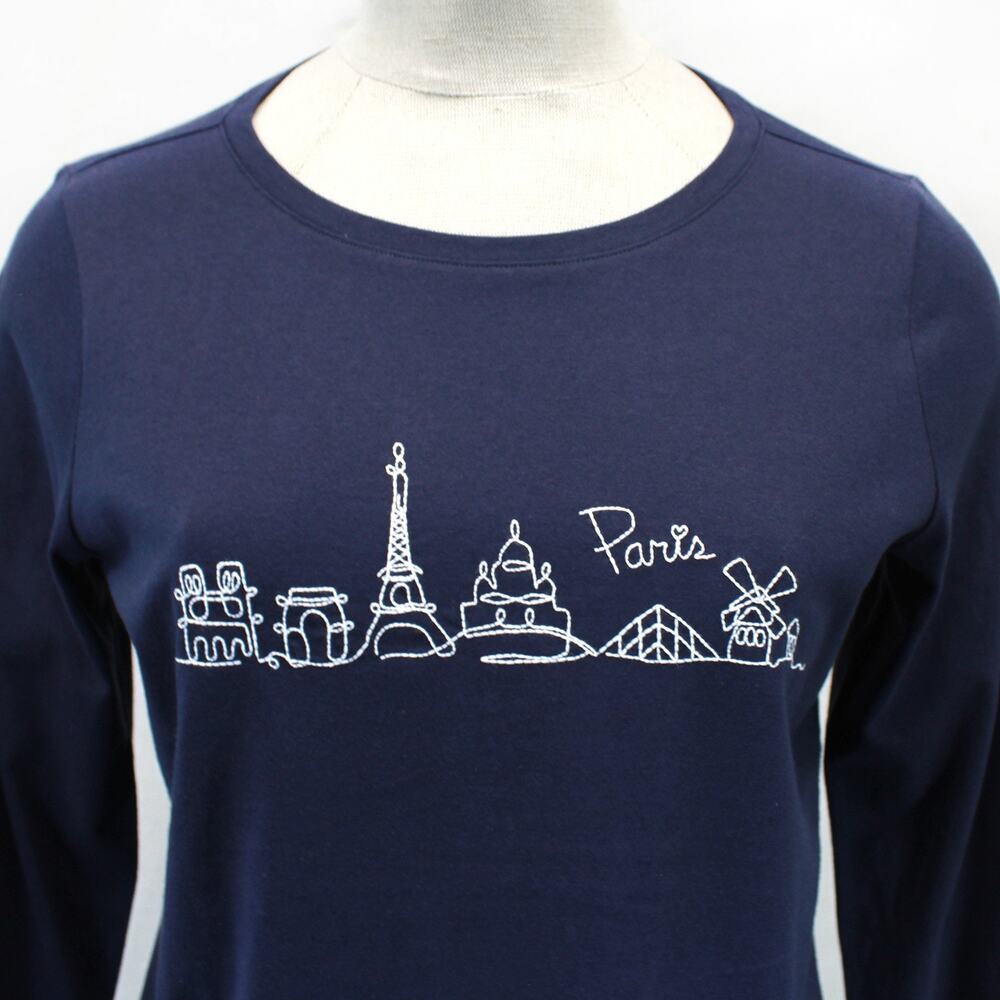Talbots Plus Navy Paris Cotton Long Sleeve Sweatshirt Blouse Top Casual 2X - Picture 3 of 8